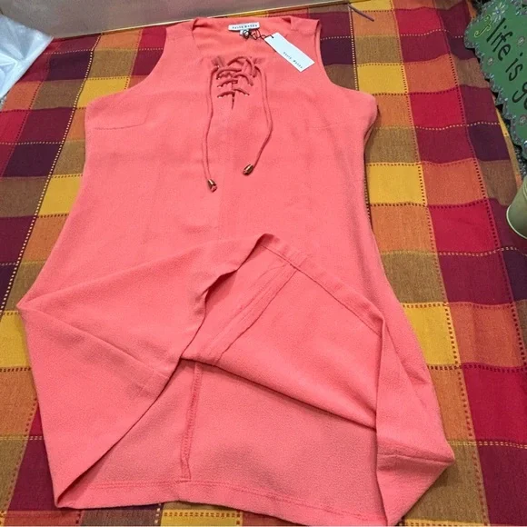 Coral Sleeveless Lace-Up dress - Picture 9 of 12